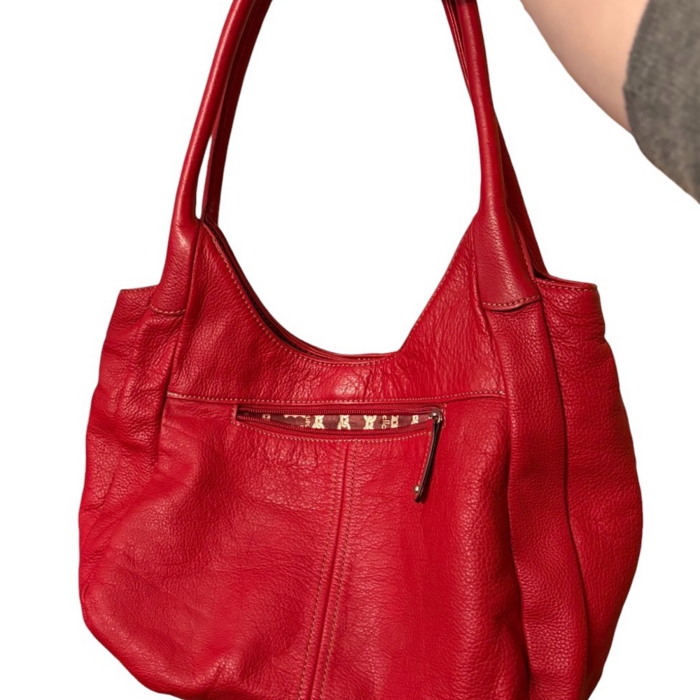 Tignanello Red Genuine Leather Shoulder Bag